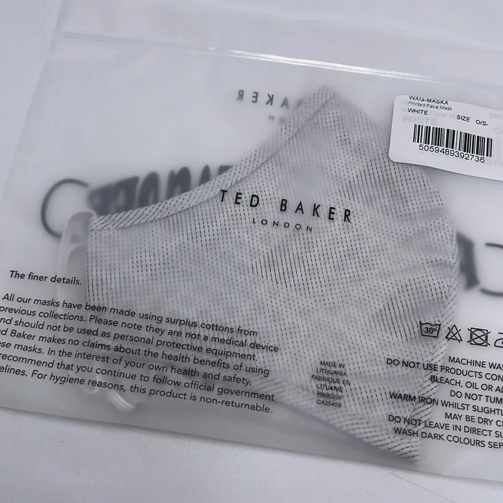 TED BAKER LONDON Reversible Reusable FACE MASK  NWT  OS
